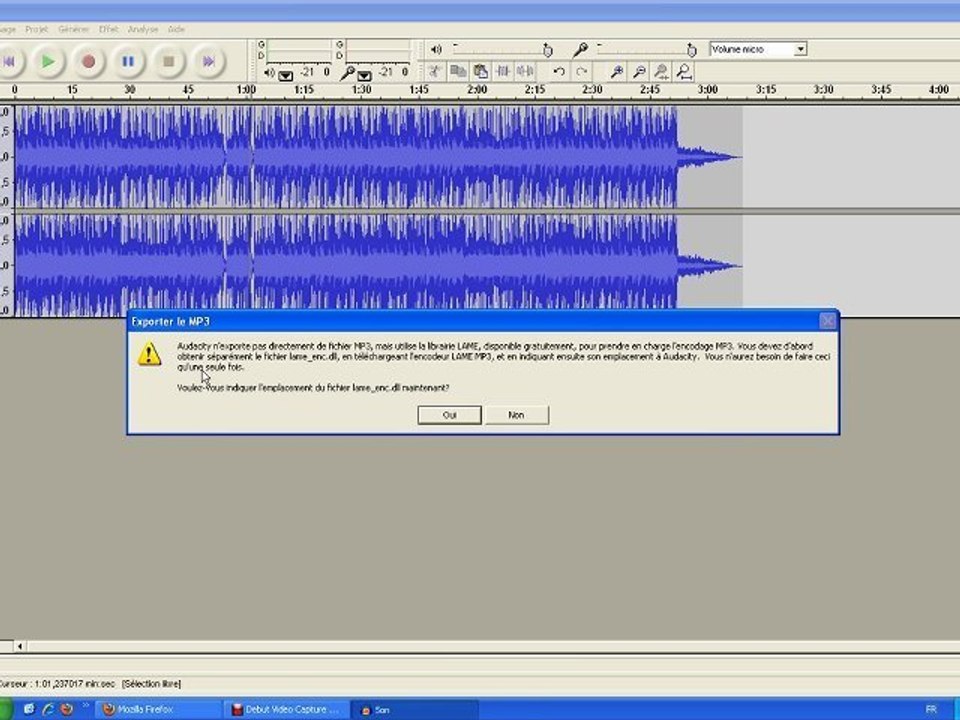 Installer LAME ENCODER pour exporter les fichiers en mp3 avec AUDACITY