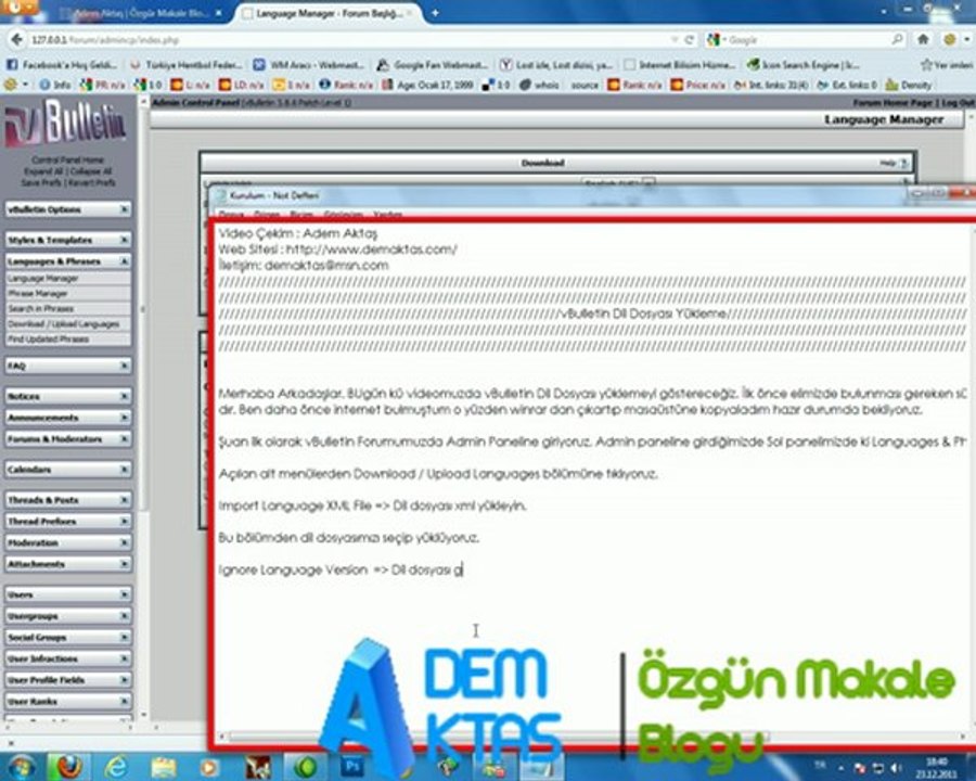 vBulletin Dil Dosyası Yükleme