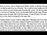 Stephen Kojo Baidoe Ansah - Origins of the Name Kojo in African Cultures