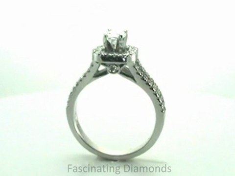 FDENS3152CUR NEW Cushion Cut Halo Petite Diamond Split Band Engagement Ring In Micro-Pave Setting