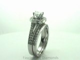 FDENS3152CU        NEW Cushion Cut Halo Petite Diamond Split Band Engagement Rings Set