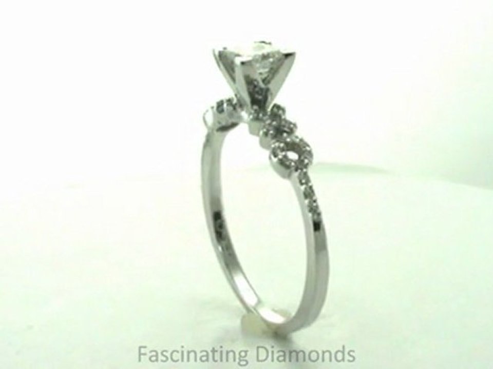 FDENS3043PRR       Princess Cut Petite Diamond Engagement Ring W Round Side Stones In Pave Setting