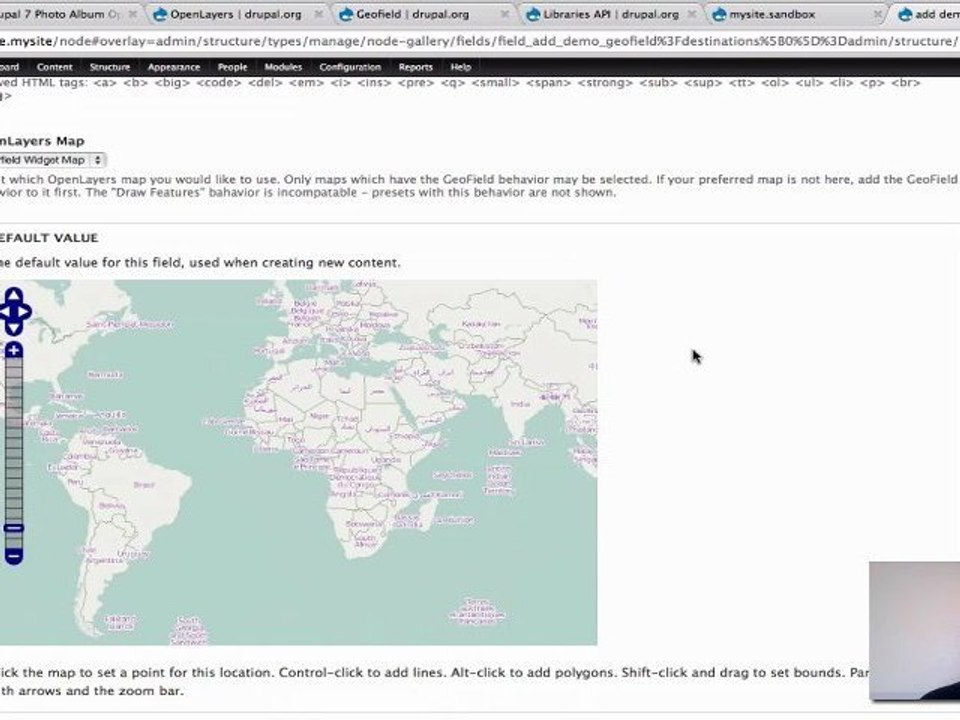 Using openlayers and geofield to put image galleries on a world map
