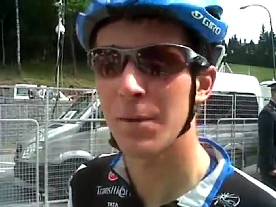 Peter Stetina talks after the Nevegal time trial at the 2011 Giro d'Italia