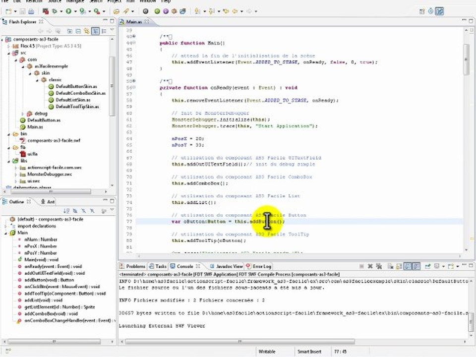 Utiliser et personnaliser les Composants AS3 Facile