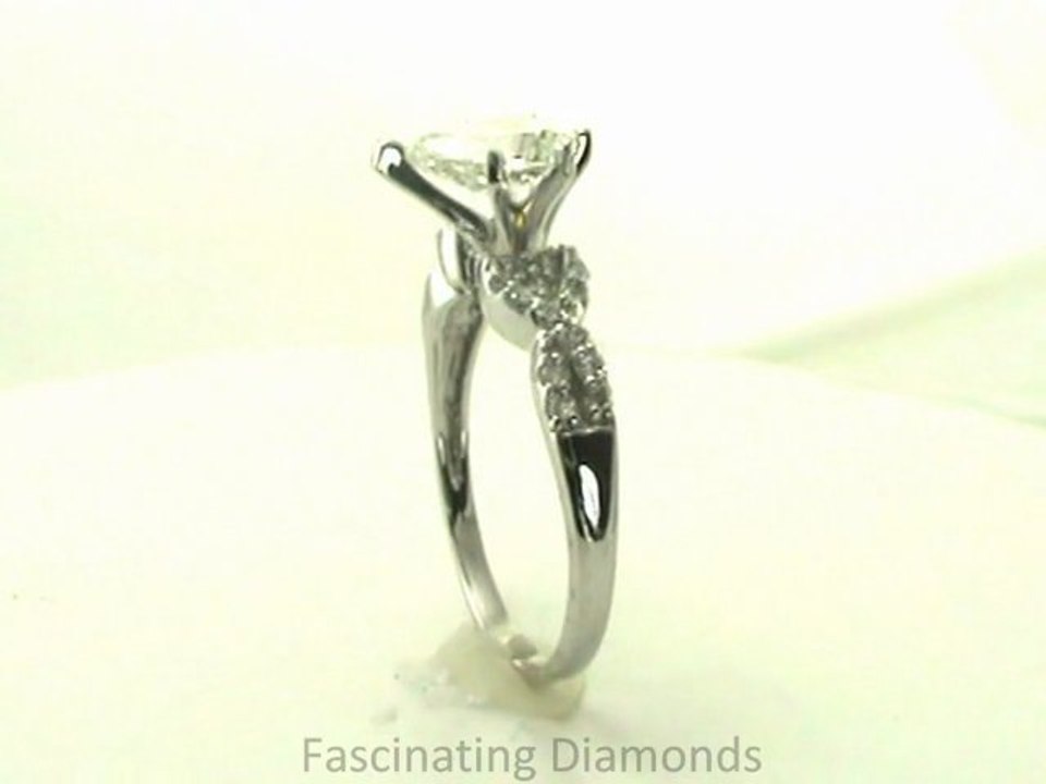 FDENS3008PER       Pear Shaped Diamond Engagement Ring W Round Side Stones In Swirl Pave Setting