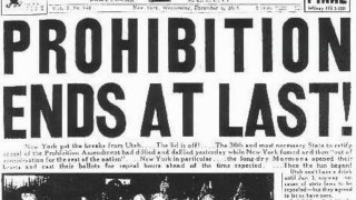 1933:  End of US Alcohol Prohibition- Newsreels featuring 3x Gov of NY Al Smith & highlighting return of businesses