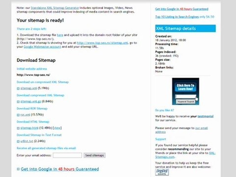 Sitemap Creare sitemap .xml .html Indexare Google