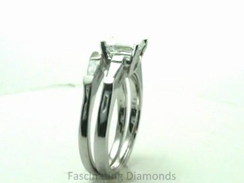 FDENS195EM NEW Emerald And Tapered Baguette Three Stone Diamond Bridal Set