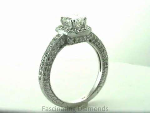 FDENR6543EM Emerald Cut Diamond Engagement Ring In Classic Vintage Pave Setting