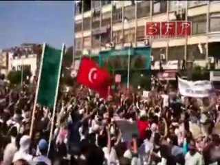 بداية المظاهرة في حماه حي الحميدية ورفع العلم السوري 17 6 2011