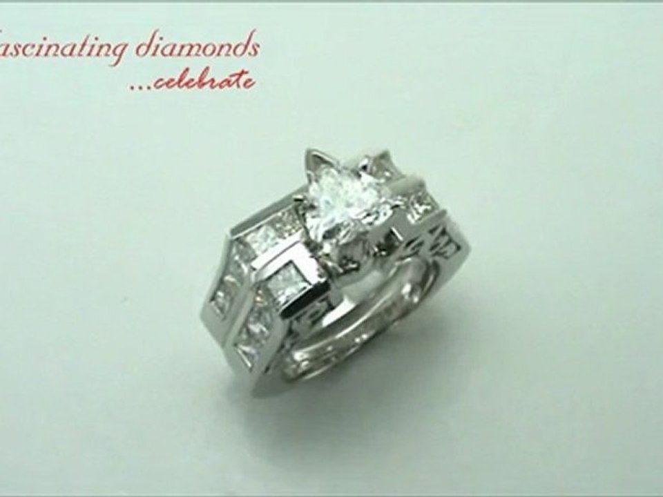 Heart Shape Diamond Vintage Channel Wedding Rings Set