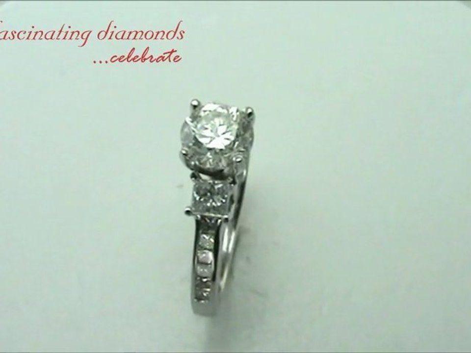 Round Cut Diamond Engagement Ring With Princess And Baguette Diamonds In Channel Set