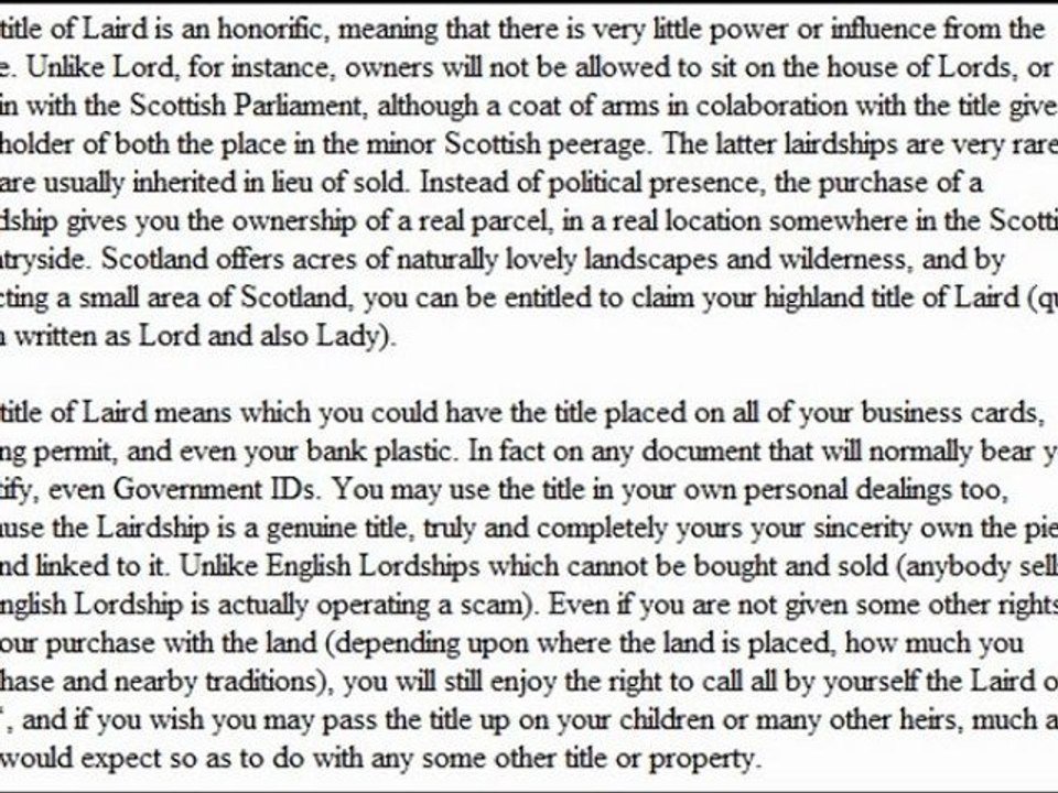 Highland Titles - How you can buy a title