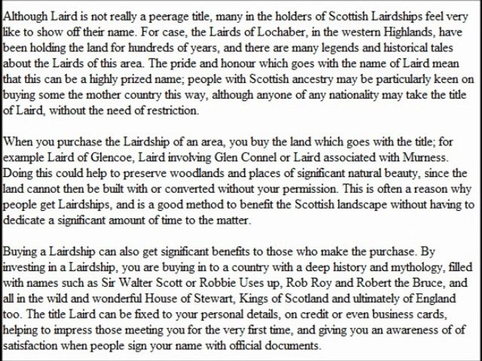 Scottish Laird - Highland titles information