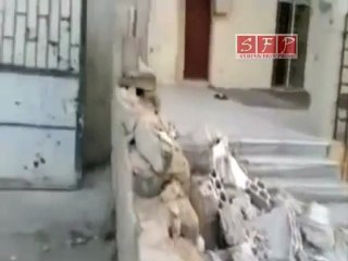 حمص أثار اقصف على مسجد باباعمرو 21 8 2011