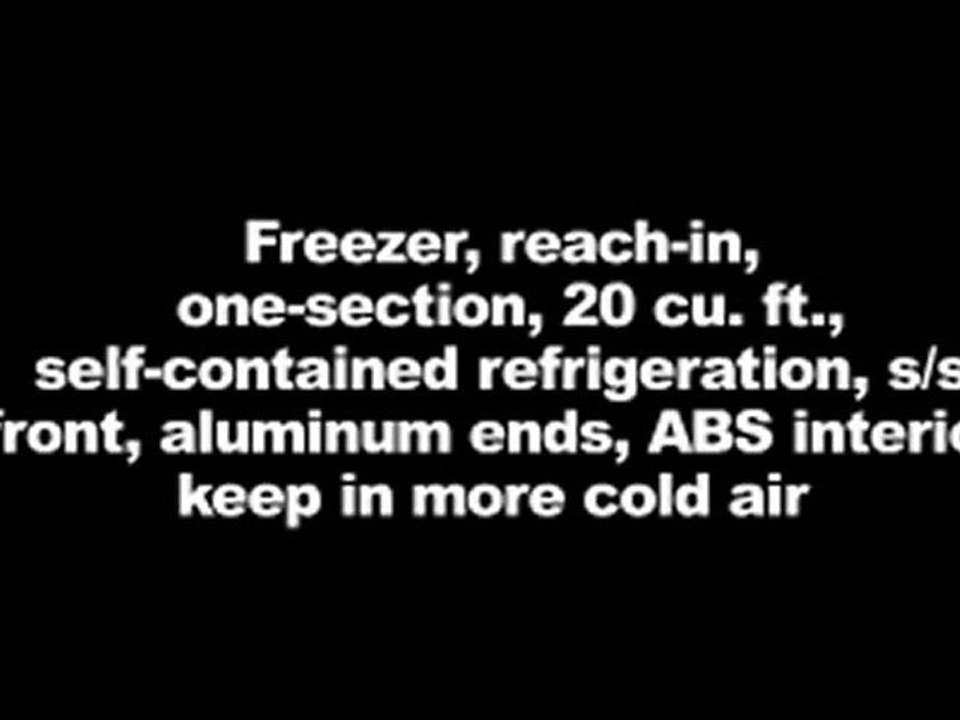 Reach In Freezer, 1 Section Half Doors, 20 Cu Ft