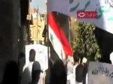 فري برس   مظاهرة حي برزة بدمشق    زينو المرجة و المرجة لينا 16 9 2011