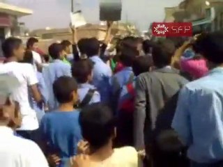 فري برس   يا محلى طعم الحرية المظاهرة الطلابية في عامود  27 9 2011