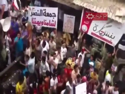 فري برس مظاهرة بنــش في جمعة النصر لشامنا ويمننا 30 9 2011