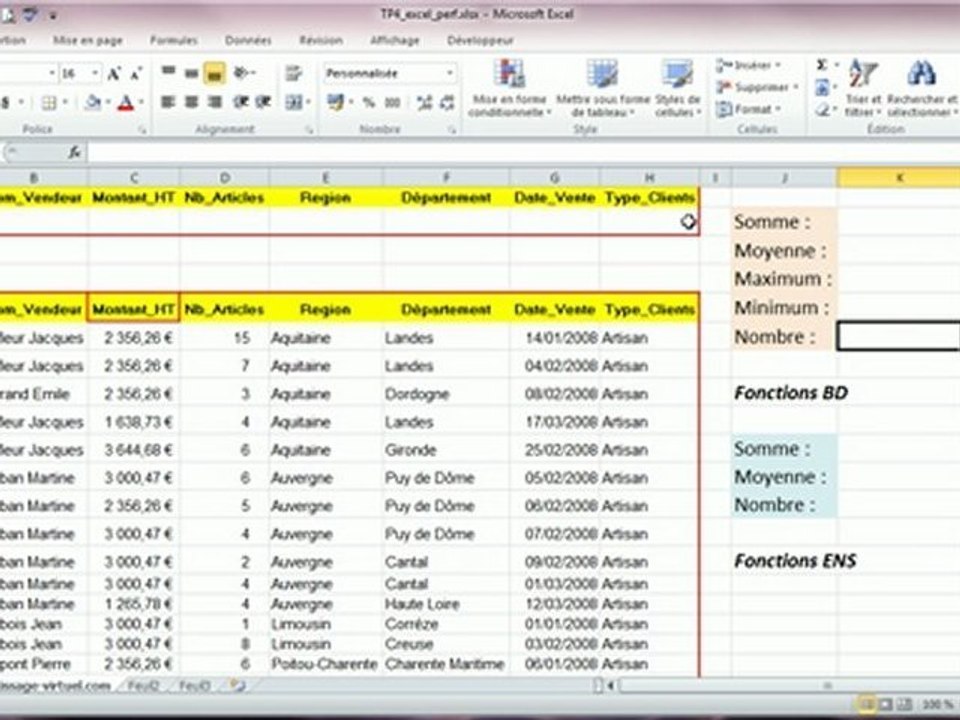 Exercice Excel numéro 9