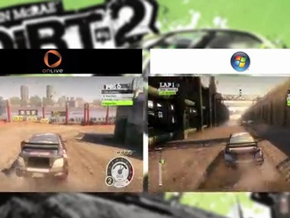 OnLive vs PC Dirt 3 comparison