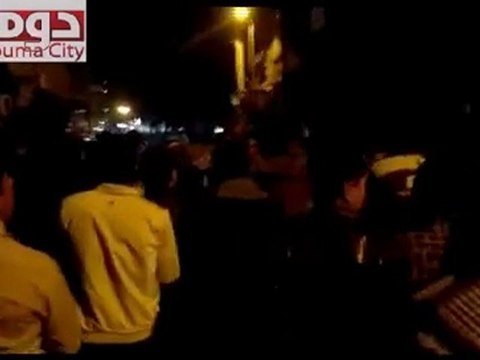 فري برس دوما مظاهرة مسائية تطالب باسقاط النظام في جمعة الجيش الحر يحميني 29 11 2011