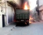 فري برس   حمص البياضة احراق الممتلكات العامة 4 11 2011