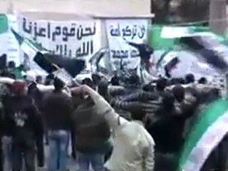 فري برس   حمص باب الدريب كعب الاحبار مظاهرات رغم تساقط الثلوج 22 1 2012