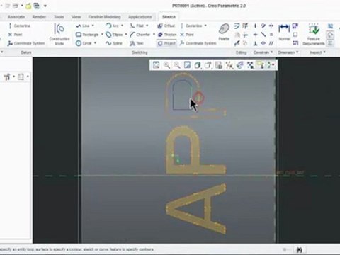 Embossing text on cylinder surface in Creo Parametric / Pro Engineer