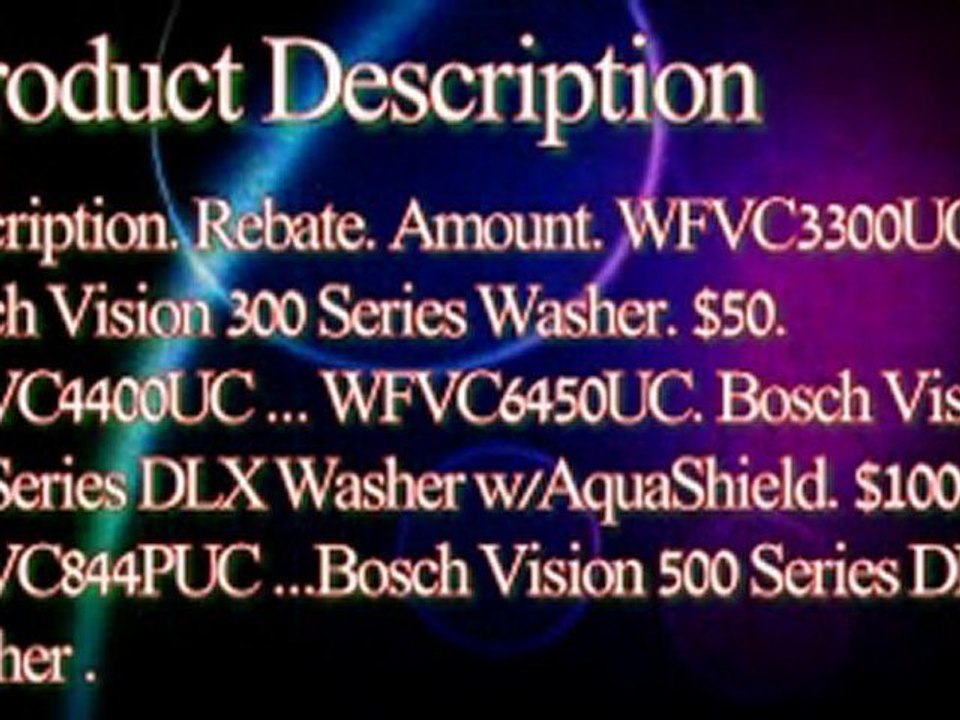 Bosch Model WFVC6450UC