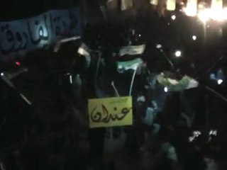 فري برس   حلب  عندان  مظاهلاة متأخرة ليلا نصرة لادلب 19 12 2011 ج2