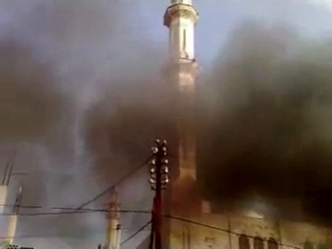 فري برس حماة كفرنبودة عصابات الأسد تقصف مئذنة مسجد 23 12 2011