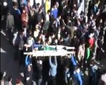فري برس   حمص حي الخالدية تشييع شهداء الأمس فس ساحة الحرية 28 12 2011