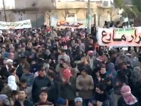 فري برس مارع حلب مظاهرة حاشدة وفاء للشهيد احمد الدادا 29 12 2011 ج1