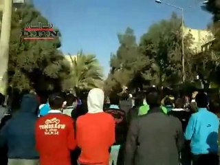 فري برس   مظاهرة طلابية مدرسة علي ابراهيم بديرالزور 9 1 2012