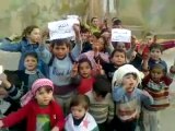 فري برس   حلب   حيان    مظاهرة أطفال حيان ردا على الخطاب 10 1 2012 ج1