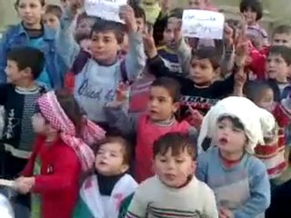 فري برس   حلب   حيان  مظاهرة أطفال حيان 10 1 2012 ج2