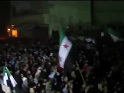 فري برس غوطة دمشق تجمع أحرار الغوطة في مظاهرة مسائية 11 1 2012 ج2
