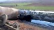 فري برس   ادلب سهل الروج الحمرات القطار الذي تم تفجيره من قبل عصابات الاسد 14 1 2012