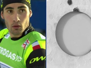 Moment insolite lors du dernier tir debout Martin Fourcade 20120122