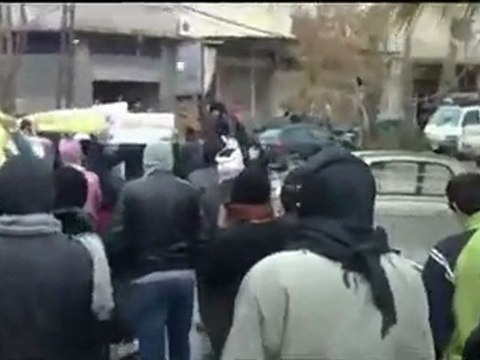 فري برس دمشق المزة مظاهرة حي الفاروق نصرةً لحي المصطفى 13 1 2012