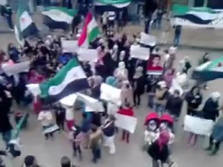 فري برس   مظاهرة حرائر القامشلي يوم الاحد نصرة للزبداني 15 1 2012