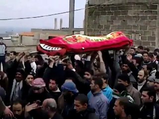 فري برس   حوران مدينة الحارة تشيع الشيهد باذن الله نضال عيسى الملحم 16 1 2012 ج1