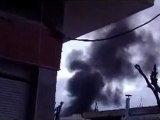 فري برس   حمص البياضه الدخان يتصاعد من المنازل نتيجة القصف 18 1 2012