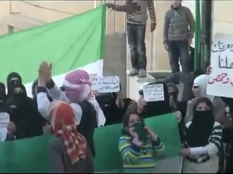 فري برس ريف دمشق الكسوة مظاهرة لحرائر الكسوة 18 1 2012