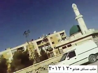 فري برس   حلب   مساكن هنانو    باص الامن بنتظر المصلين 20 1 2012