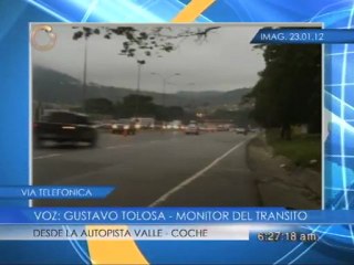 Reporte del tráfico  desde la autopista Valle - Coche
