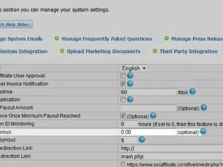 Affiliate Software - System Settings