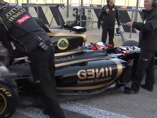 Kimi Räikkönen on the track at Lotus Renault R10 Test Valencia 2012
